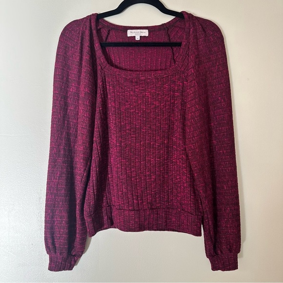 Michael Stars Polly Square Neck Knit Top Fichsia Size XS - Picture 2 of 11